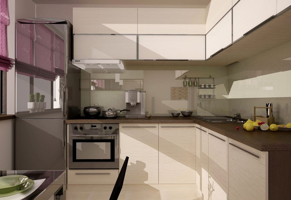 Проекти інтер'єру: витончений дизайн вітальні з кухнею