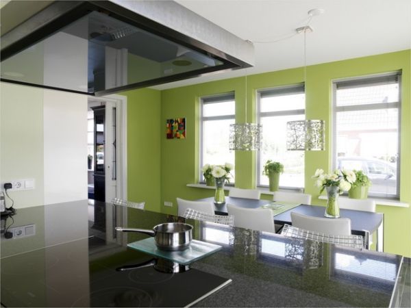 Інтер'єр кухні в зеленому виконана фарбою Dekoral