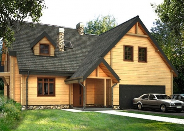Проект дома с мансардой _D165 Mietek wersja drewniana