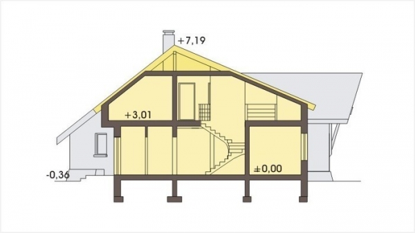 Проект дома с мансардой _IRYS II wersja B z podwójnym garażem na wąską działkę