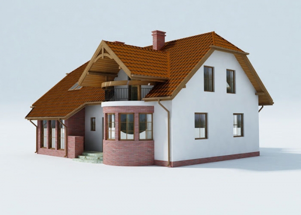 Проект дома с мансардой _Merlo - dom dwurodzinny