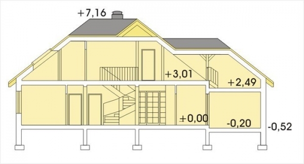 Проект дома с мансардой _AKACJA II wersja B z pojedynczym garażem