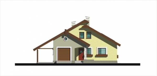 Проект дома с мансардой _BOROMIR wersja B bez antresoli, garażem i wiatą