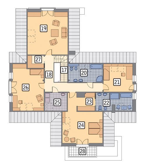 Проект дома с мансардой _M112 - Rodzinna przestrzeń (dwulokalowy)