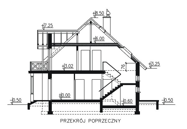 Проект дома с мансардой _BW-12 z garażem 2-stanowiskowym