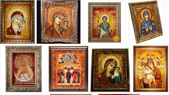 Иконы из янтаря фото